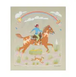Harrison Begay, : Horse and Rider under Rainbow, gouache on paper;