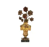 A Gilt, Untitled, bronze and tole peinte floral garniture