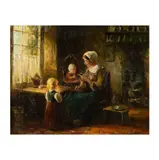 Mother and Children by Cornelius Christian Zwaan, oil on canvas, sold Mar 2025