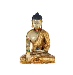 A Gilt, Untitled, bronze and rock crystal figure of buddha