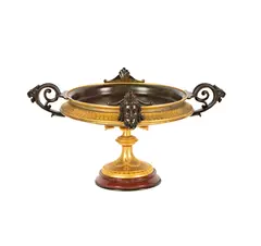 A French Neoclassical Gilt and Patinated, Untitled, bronze tazza