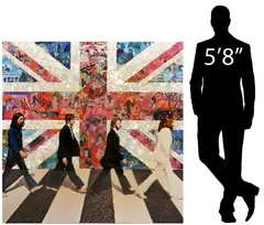 DeVON Stanfield, Large, mixed media pop art collage on canvas, The Beatles Abbey Road