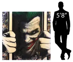 DeVON Stanfield, Gallery-wrapped, mixed media pop art collage on canvas, The Joker with DC Universe Characters