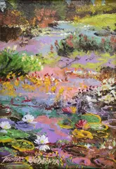 Thomas DeDecker, Framed, oil on canvas painting, "White Lilies,"