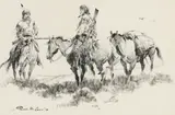 Gerald McCann, Framed, ink on paper drawing, Mountain Men
