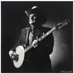 Jim McGuire, Framed, gelatin silver print on paper, Ralph Stanley playing the banjo