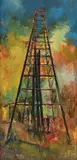 Walter McCOWN, Framed, oil on Masonite painting, Oil Derrick