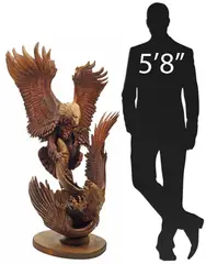 J. Chester 'Skip'Â Armstrong, Large, carved wood sculpture, Two Eagles with Fish