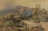 D.H. McKEWAN, Framed, watercolor painting, "An Old Bridge - Lake District,"