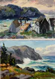 Alfred Fuller, Two Works 1] "Afternoon Boat" Monhegan, Oil on canvas board