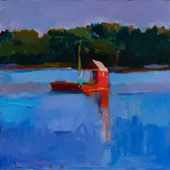 Connie Hayes, Red Barge, Vinalhaven, 2004, Oil on canvas