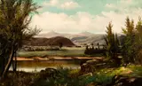 George B. Goodall, George Goodall (Am. 19th Century) Valley Landscape, Possibly New Hampshire, Oil on canvas