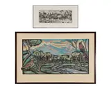 Don Gorvett, Two Works 1] "The Inner Harbor, Gloucester", Drypoint etching