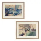 John Faunce Leavitt, Two Works 1. Leaning Mast, Watercolor on paper