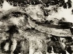 William Thon, Sea and Gulls, Ink on paper