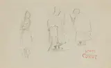 Etude de trois ménagères by Jean-Baptiste Camille Corot, Pencil on paper, sold Aug 2024