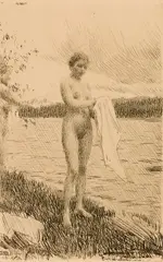 Dal River by Anders Zorn, 1919, Etching, sold Aug 2024