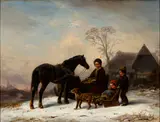 Wilhelm Alexander Meyerheim, Playing in the Snow, Oil on canvas