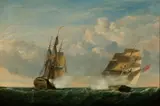 John Christian Schetky, Action Between Lively and Glorioso off Cadiz, Oil on canvas
