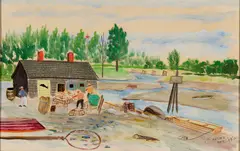 Antonio Mattei, Fishermen on the Cove, 1948, Tempera on paper