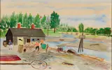 Antonio Mattei, Fishermen on the Cove, 1948, Tempera on paper