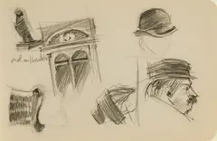 Edward Hopper, Study of Men's Hats and a Window, Pencil on paper