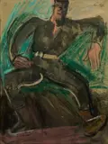 Carl Sprinchorn, Swaggering Laborer, Watercolor and pastel on paper