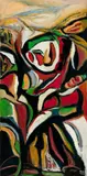 Arthur DiMambro, Abstraction in Red and Black, Oil on masonite, unframed Initialed and
