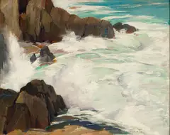 Gustave Cimiotti, Gustave Cimiotti(Am. 1875-1969)"Monhegan", Oil on canvasboard