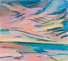 Monhegan Sunset (From Sky/Sea Series) by Elena Jahn, 1990, Oil pastel on paper, sold Aug 2024