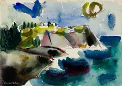 Alex Minewski, Cliffs, Monhegan, Watercolor on paper, unframed