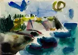 Alex Minewski, Cliffs, Monhegan, Watercolor on paper, unframed