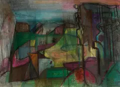 Morris Shulman, View Toward Gull Hill, 1948, Pastel on paper, matted
