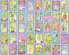 Frédéric Bruly Bouabré, Collection of 40 Drawings Colored, pencil and ink on card Each drawing: