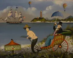 Ralph Eugene Cahoon Jr, Hong Kong, Three Miles, Oil on masonite