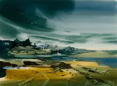 Laurence Sisson, Shoreline, Watercolor on paper