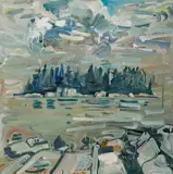 Jon Imber, View of Grog Island, Oil on panel
