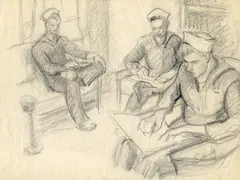 Sailors Sketching by Emily Lansingh Muir, Pencil on paper, sold Aug 2024