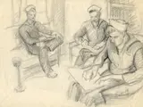 Emily Lansingh Muir, Sailors Sketching, Pencil on paper