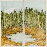 Marguerite Robichaux, The Katahdin Triptych, 1999, Oil on hinged birch panels, unframed