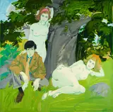 Neil Welliver, Nudes on the Grass, Oil on canvas, unframed