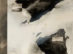 Map #8 by Dozier Bell, Ink wash and collage on paper, sold Aug 2024