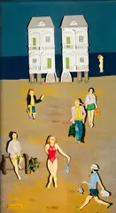 John Kimball, John Kimball(Am. 1928-2021)"End of Summer" 2005Acrylic, found object and, collage on wood panel