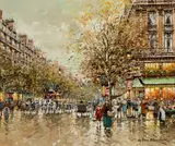 Antoine Blanchard, Le Café de la Paix, Oil on canvas