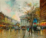 Antoine Blanchard, Paris Street Scene, Oil on canvas
