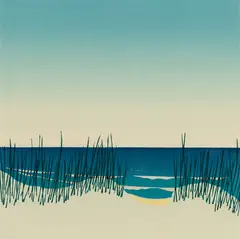 Sabra Field, Sabra Field(Am. b. 1935)"Sea Dune", Woodcut
