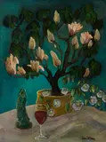 John O'Neill, Still Life with Magnolia Tree, Oil on paper laid to board