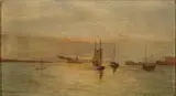 T.H. Smith, Boats at Dawn, Oil on panel