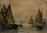 Jeanne Malehers, Sailboats and Dinghys, 1929, Oil on canvasboard