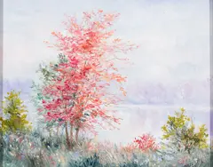 Sylvia Dyer, Along the Androscoggin, Acrylic on panel